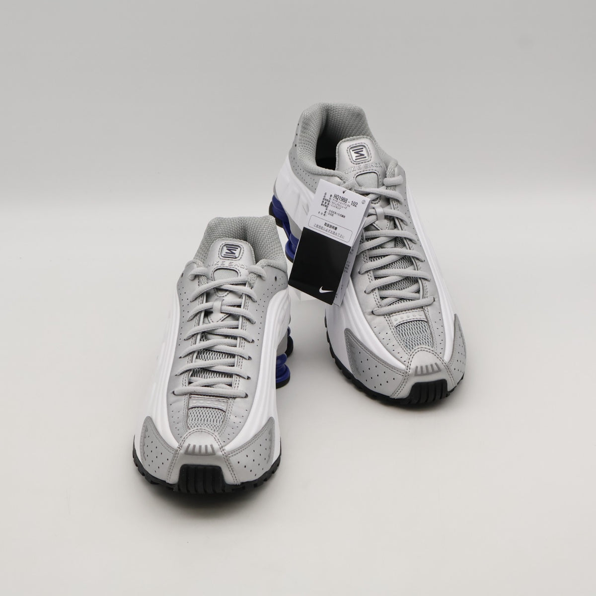 HQ1988-102 Nike Shox R4 Metallic Silver White Deep Royal Blue (Men's)