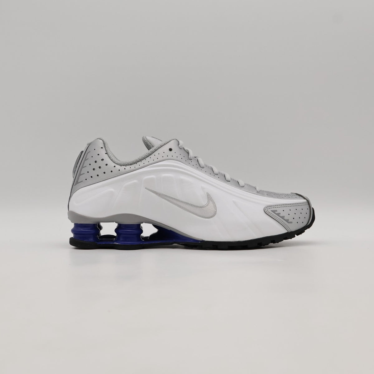 HQ1988-102 Nike Shox R4 Metallic Silver White Deep Royal Blue (Men's)