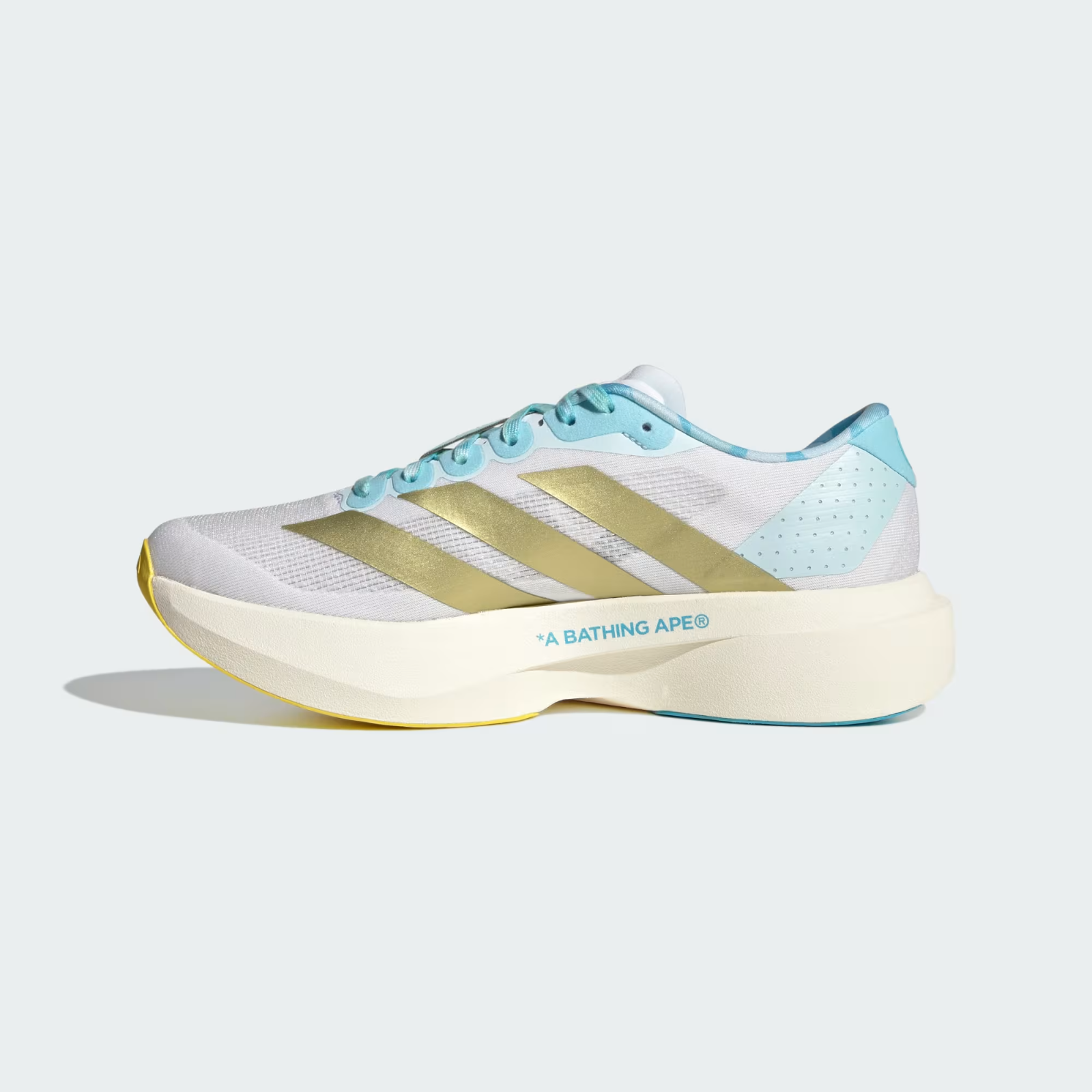 KJ5751 A BATHING APE Ã adidas Adizero Evo SL "Cloud White/Gold Metallic" (Men's)