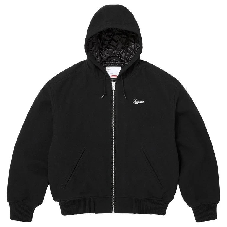 Supreme x Larry Clark Hooded Varsity Jacket Black
