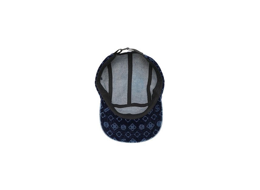 Supreme Flocked Denim Camp Cap Blue