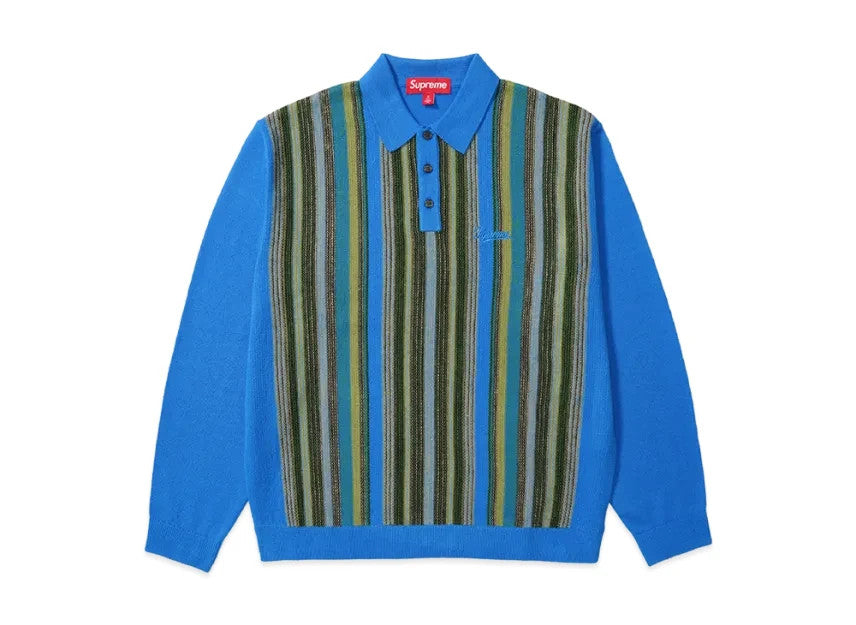 Supreme Multi Stripe Polo Sweater "Blue"