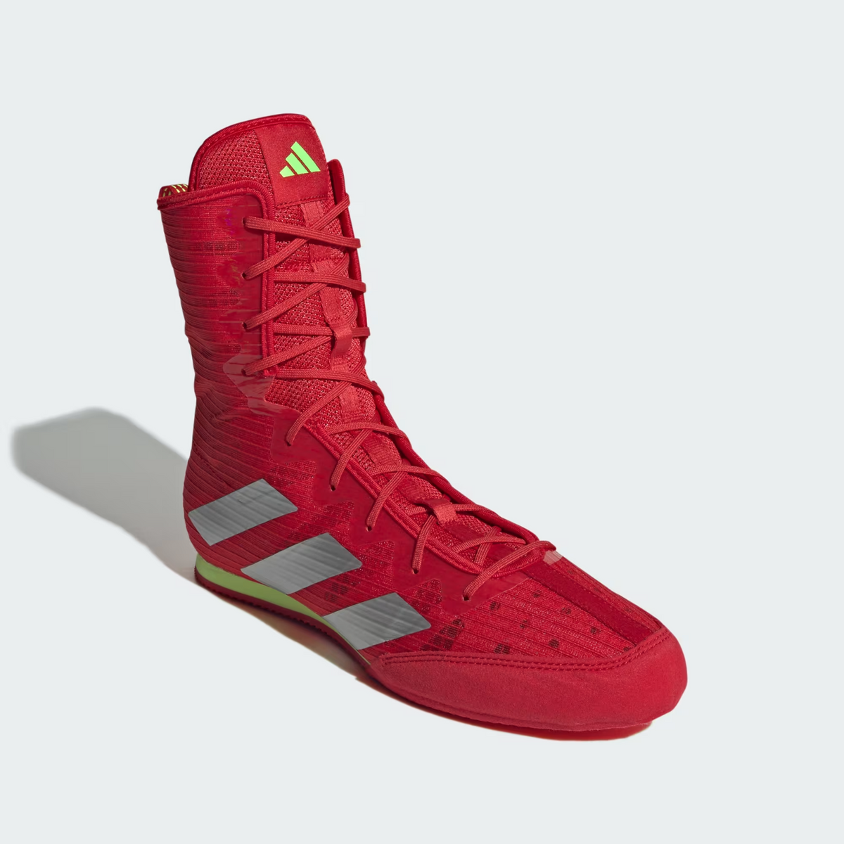 JP9846 adidas Box Hog 4 Better Scarlet/Silver Metallic/Lucid Lemon (Men's)