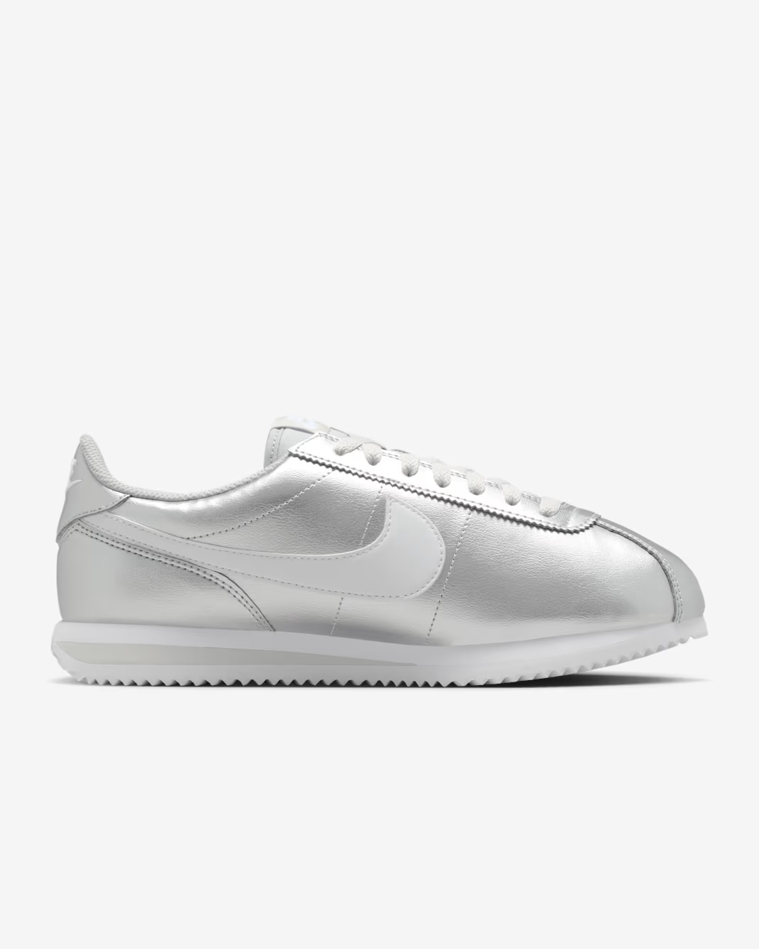 IR0042-001 Nike Cortez Metallic SilverGrey Fog White (Women's)
