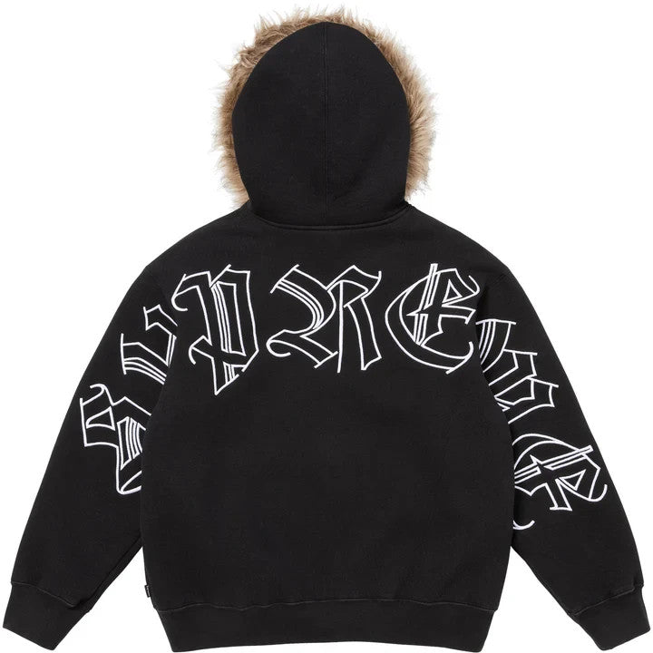 Supreme Faux Fur Zip Up Hooded Sweatshirt Black