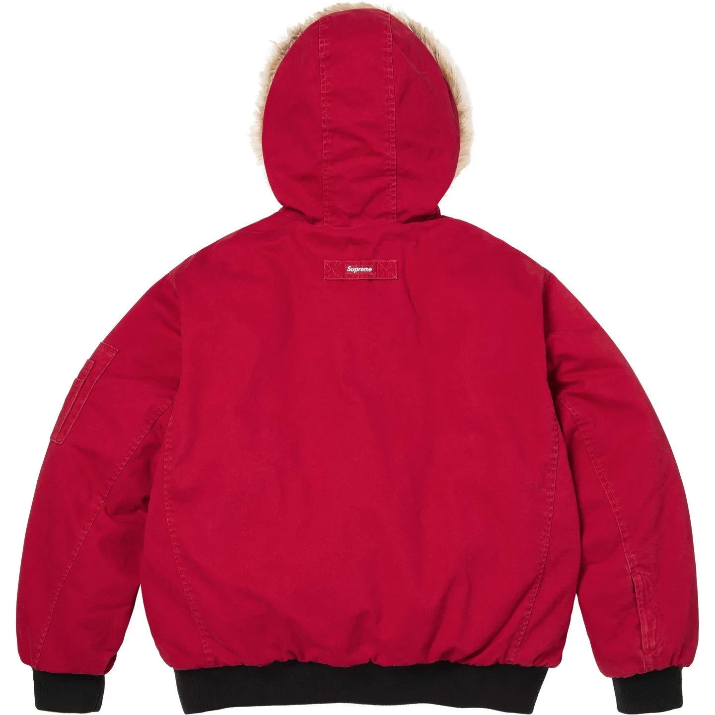 Supreme Reversible Faux Fur Hooded Work Jacket Red