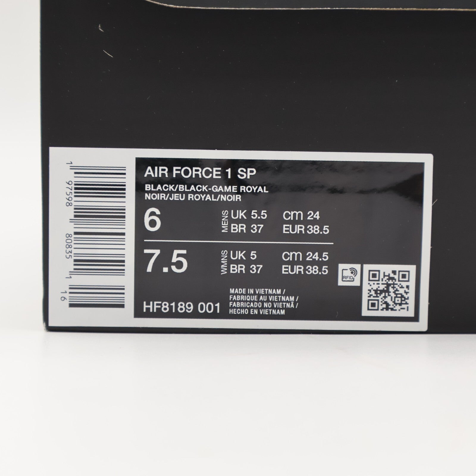 HF8189-001 Nike Air Force 1 Low SP Black (Men's)