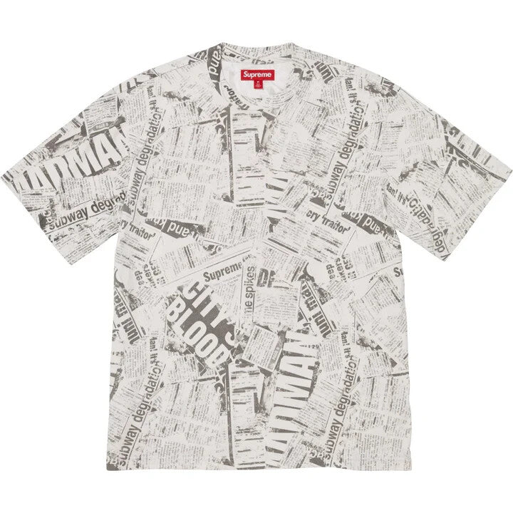 Supreme Newspaper S/S Top White