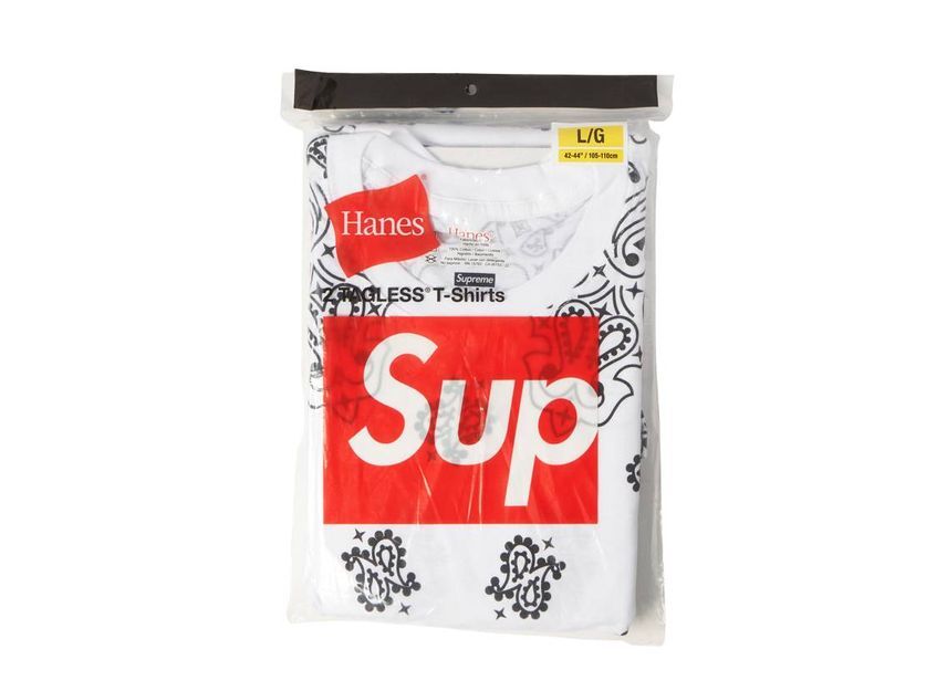 Supreme Hanes Bandana Tagless Tees (2 Pack) White