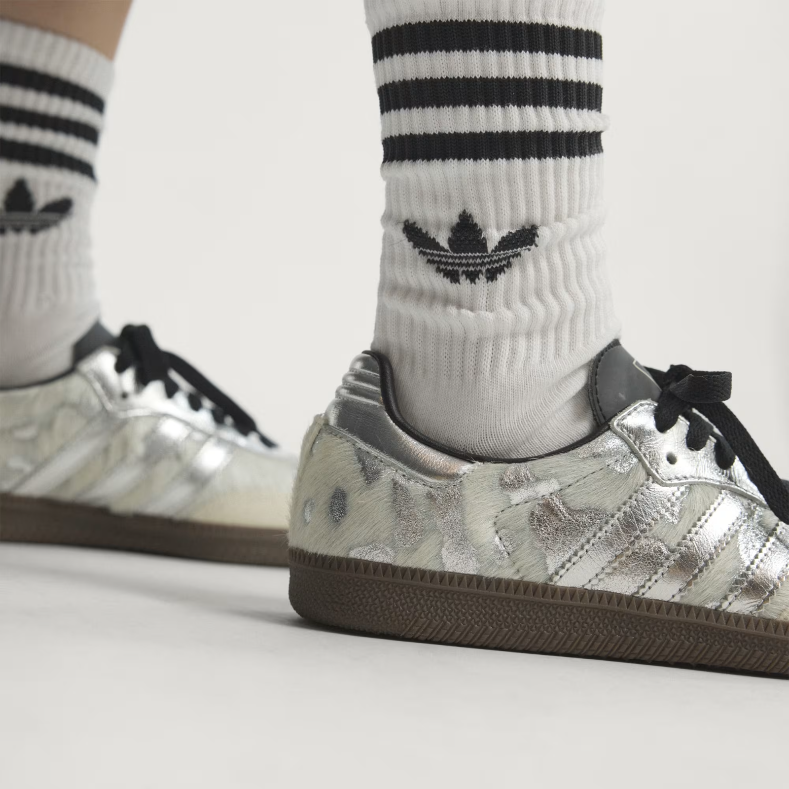 KJ2314 adidas Samba OG Pony Hair "Cream White/Silver Metallic" (Women's)