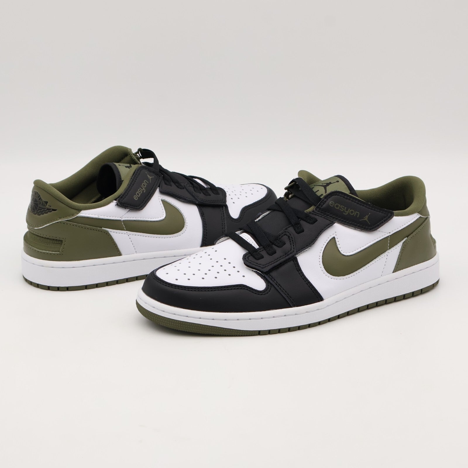 DM1206-102 Nike Air Jordan 1 Low FlyEase White Black Medium Olive (Men's)