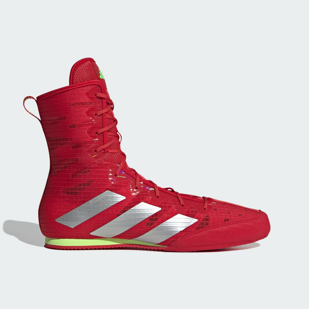 JP9846 adidas Box Hog 4 Better Scarlet/Silver Metallic/Lucid Lemon (Men's)