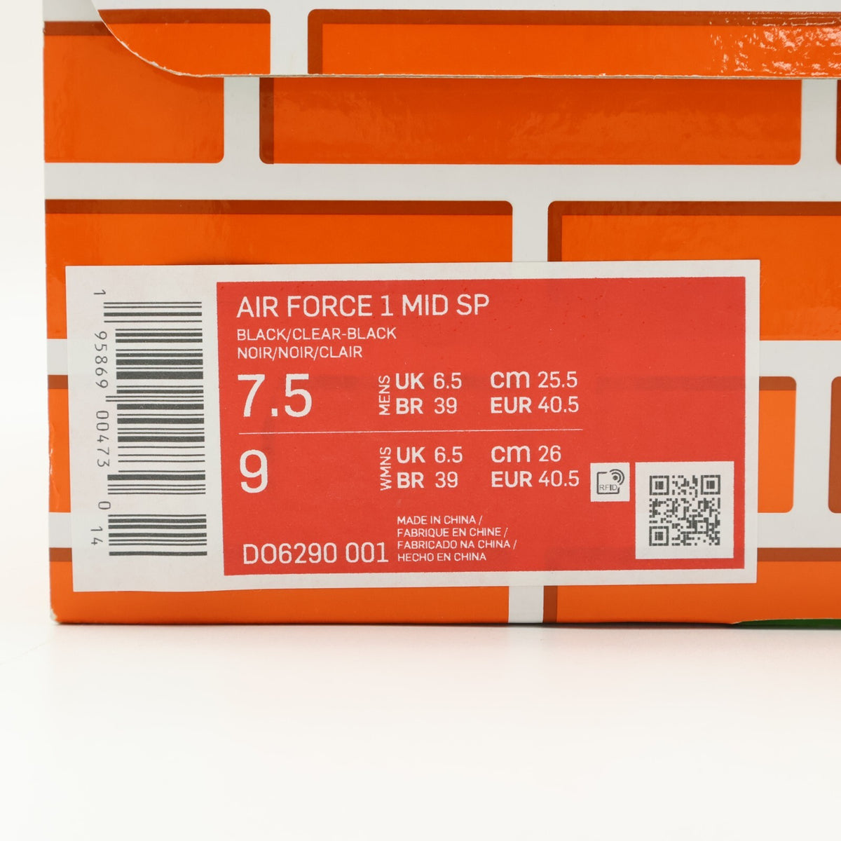 DO6290-001 Off-White Nike Air Force 1 Mid Black Clear Pink Orange Green (Men's)
