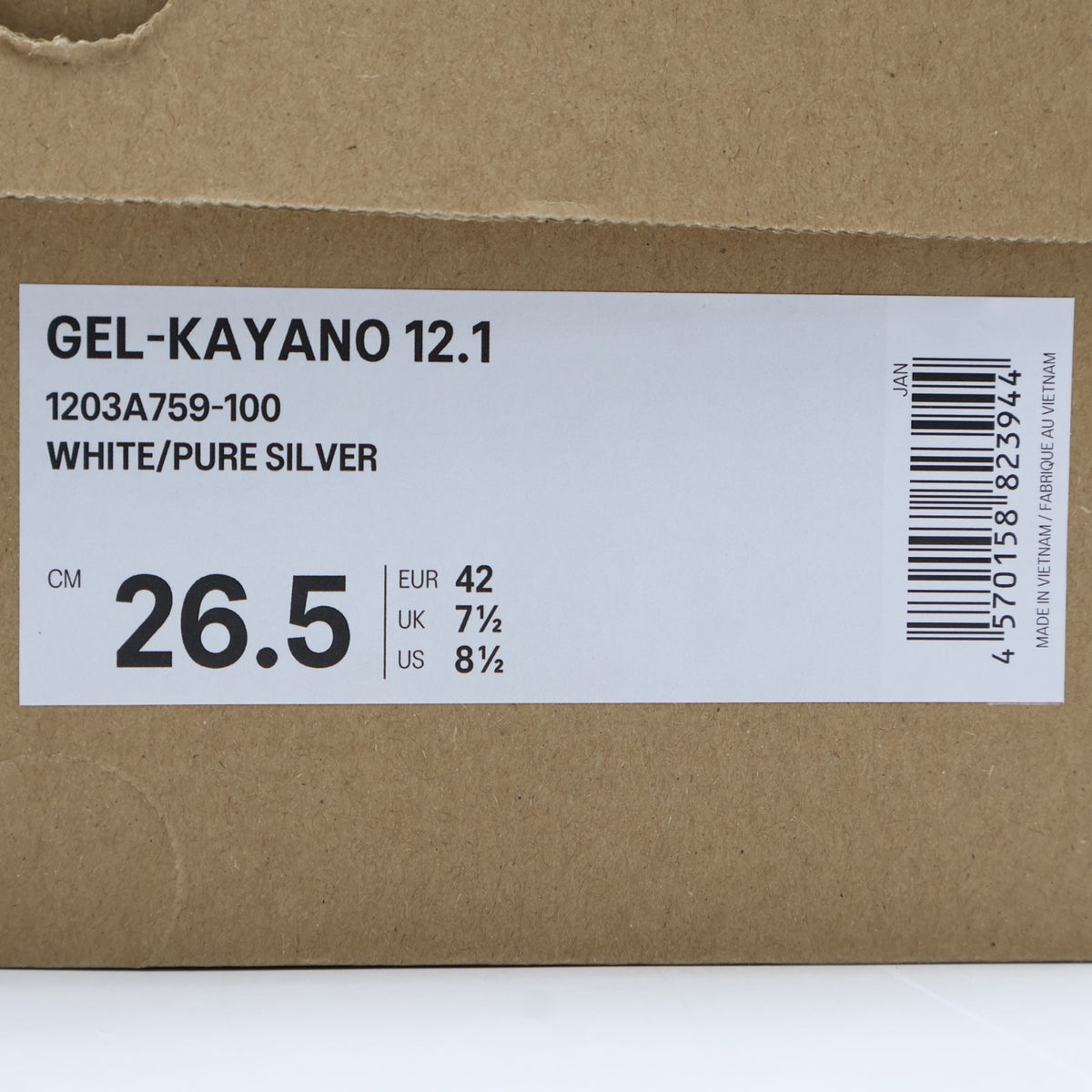 1203A759-100 Asics Gel-Kayano 12.1 White Pure Silver (Men's)