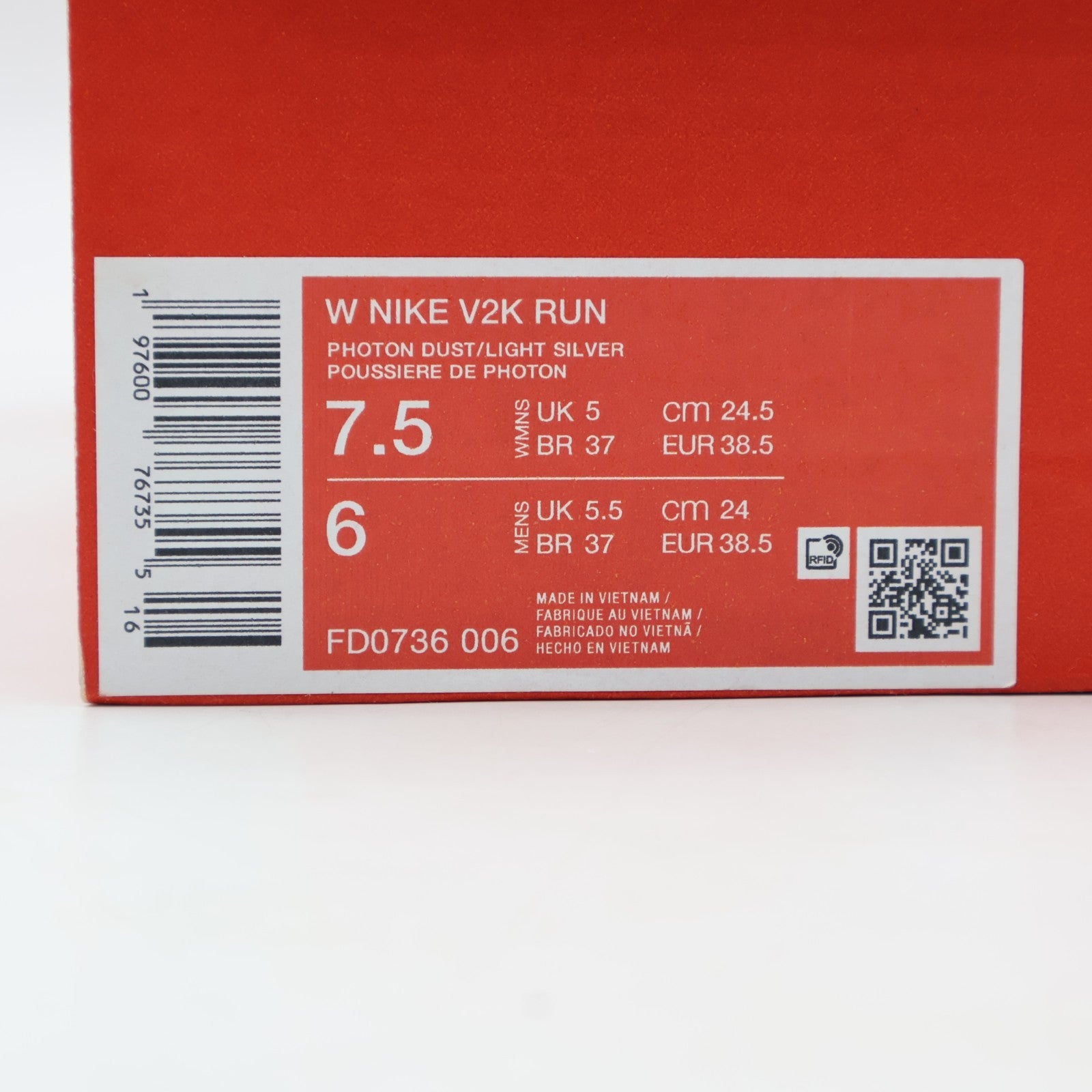 FD0736-006 Nike Women's V2K Run Photon Dust Light Silver Summit White (Women's)