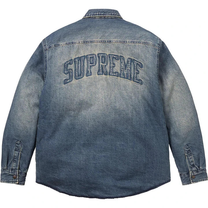 Supreme Shearling Lined Denim Work Shirt Washed Indigo