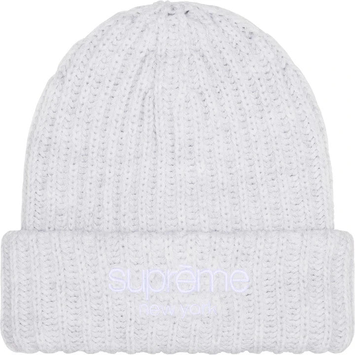 Supreme Chunky Rib Classic Logo Beanie Ash Grey