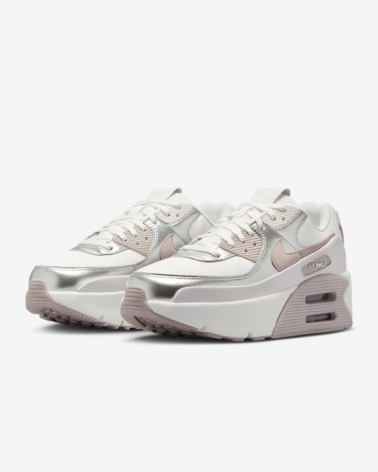 IB0170-101 Nike Air Max 90 LV8 Summit White Vast Grey Metallic (Women's)