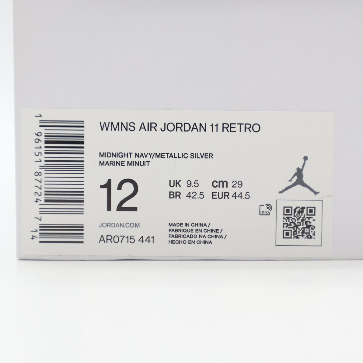 AR0715-441 Nike Air Jordan 11 Retro Midnight Navy Metallic Silver (Women's)