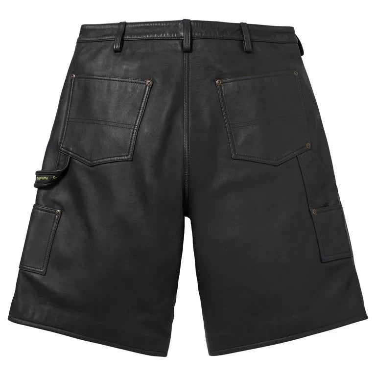 Supreme Leather Double Knee Painter Short Black