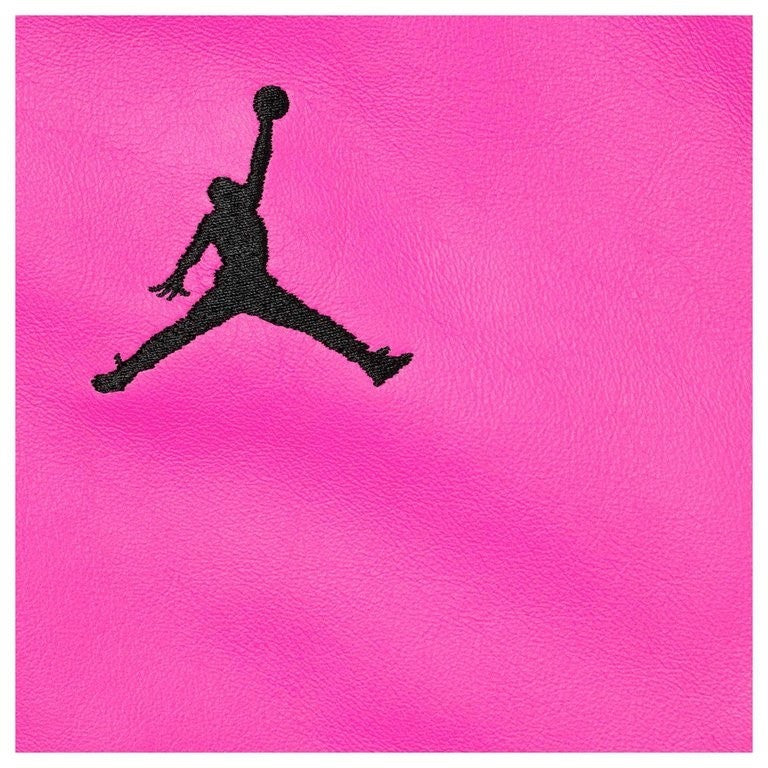 Supreme x Jordan Hooded Leather Jacket Pink