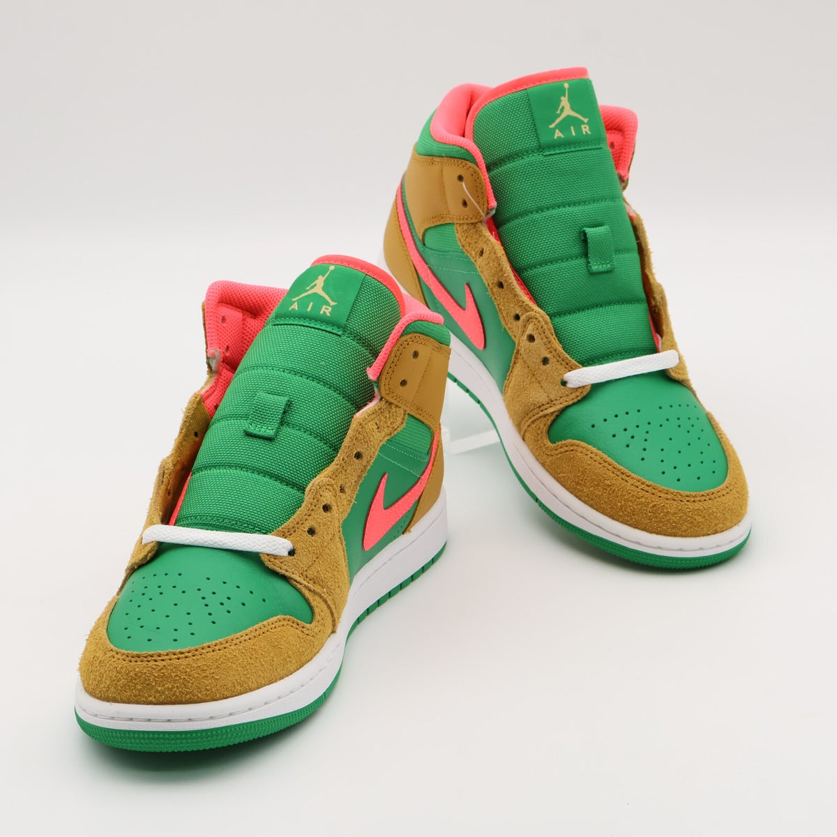 DX4332-700 Nike Air Jordan 1 Mid Wheat Water Melon Chutney Lucky Green (Men's)
