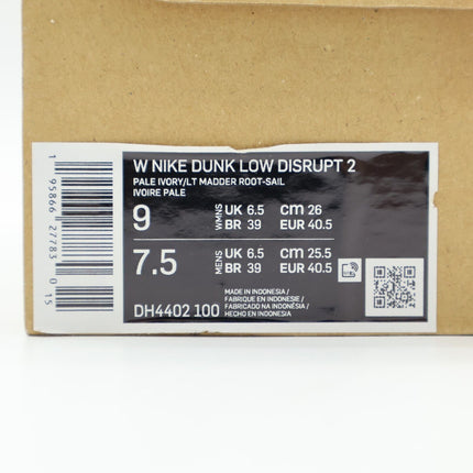 Size 9W - DH4402-100 Nike Dunk Disrupt 2 Low Pale Ivory Women's