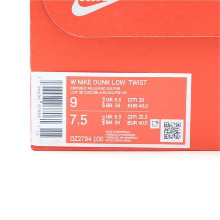 DZ2794-100 Nike Dunk Low Twist Coconut Milk Vivid Sulfur White (Women's)