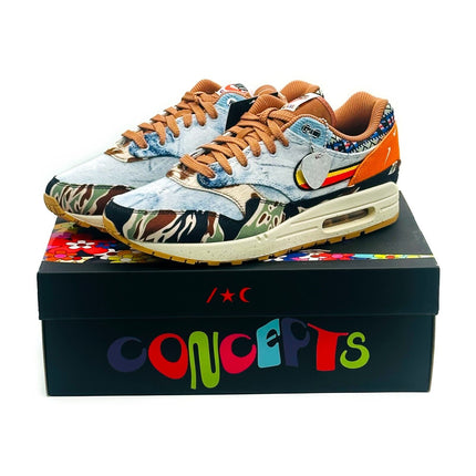 DN1803-900 Concepts �~ Nike Air Max 1 Heavy Camo Blue Orange Brown Sail Denim