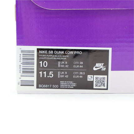 BQ6817-500 Nike SB Dunk Low Pro Court Purple Black White (Men's)