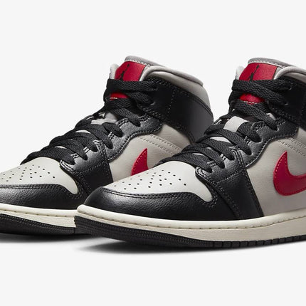 BQ6472-060 Nike WMNS Air Jordan 1 Mid Black Grey Gym Red