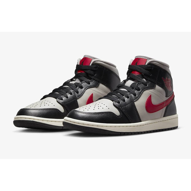 BQ6472-060 Nike WMNS Air Jordan 1 Mid Black Grey Gym Red