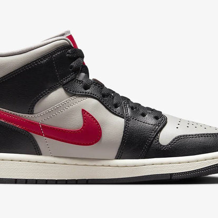 BQ6472-060 Nike WMNS Air Jordan 1 Mid Black Grey Gym Red