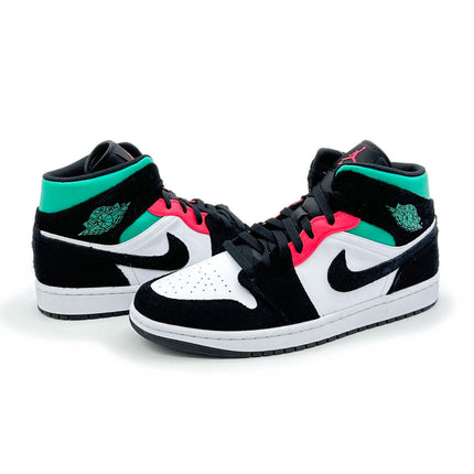 852542-116 Nike Air Jordan 1 Mid SE South Beach Black Pink Green White (Men's)