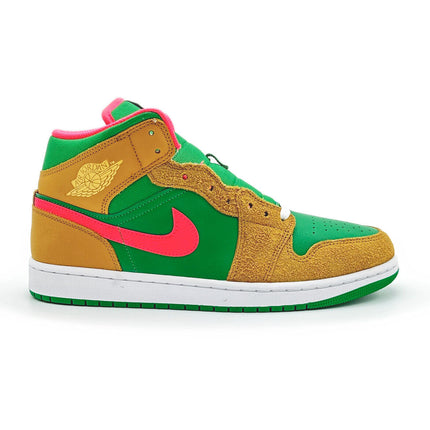 DX4332-700 Nike Air Jordan 1 Mid Wheat Water Melon Chutney Lucky Green (Men's)