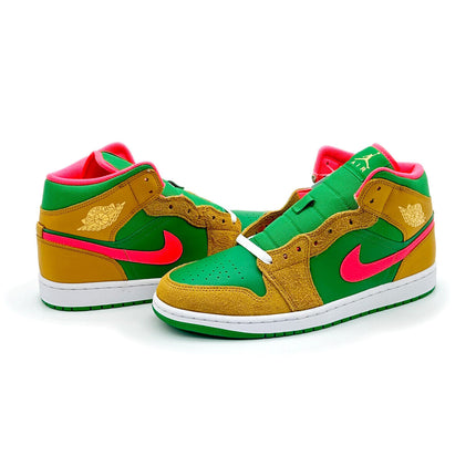 DX4332-700 Nike Air Jordan 1 Mid Wheat Water Melon Chutney Lucky Green (Men's)