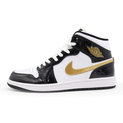 852542-007 Nike Air Jordan 1 Mid SE Metallic Gold Patent Black White (Men's)