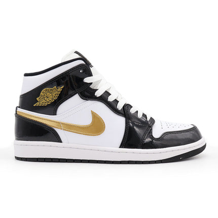 852542-007 Nike Air Jordan 1 Mid SE Metallic Gold Patent Black White (Men's)