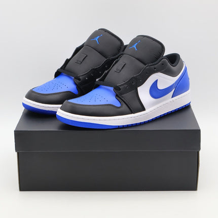 553558-140 Nike Air Jordan 1 Low Black White Alternate Royal Toe Blue (Men's)