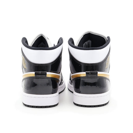 852542-007 Nike Air Jordan 1 Mid SE Metallic Gold Patent Black White (Men's)