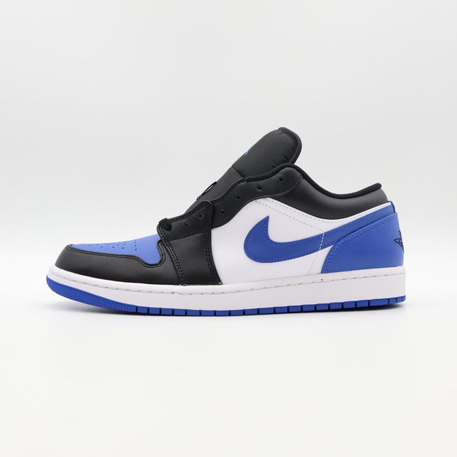 553558-140 Nike Air Jordan 1 Low Black White Alternate Royal Toe Blue (Men's)