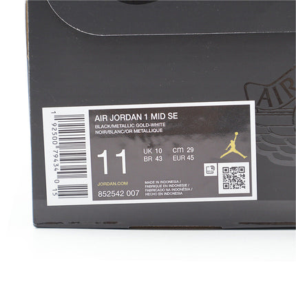 852542-007 Nike Air Jordan 1 Mid SE Metallic Gold Patent Black White (Men's)