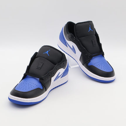 553558-140 Nike Air Jordan 1 Low Black White Alternate Royal Toe Blue (Men's)