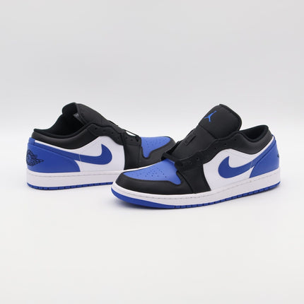 553558-140 Nike Air Jordan 1 Low Black White Alternate Royal Toe Blue (Men's)