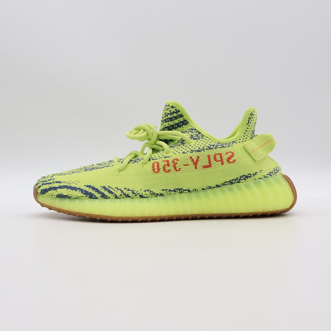 B37572 Adidas Yeezy Boost 350 V2 Semi Frozen Yellow Raw Steel Red Green (Men's)