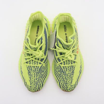 B37572 Adidas Yeezy Boost 350 V2 Semi Frozen Yellow Raw Steel Red Green (Men's)