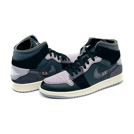 DM9652-001 Nike Air Jordan 1 Mid Craft Inside Out Black Dark Chacoal Grey Sail