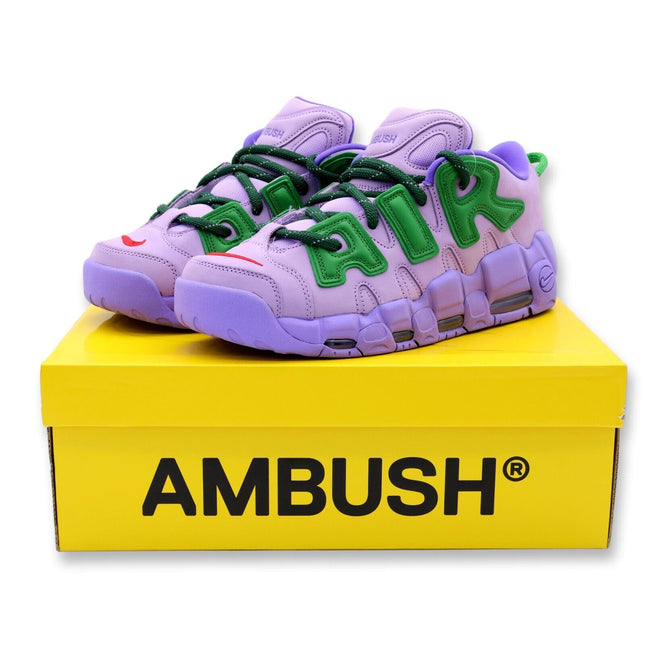 FB1299-500 AMBUSH Nike Air More Uptempo Low Lilac and Apple Green (Men's)