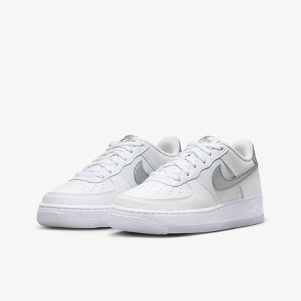 FV3981-100 Nike GS Air Force 1 White Pure Platinum Football Grey Metallic Silver