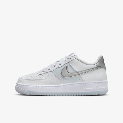 FV3981-100 Nike GS Air Force 1 White Pure Platinum Football Grey Metallic Silver